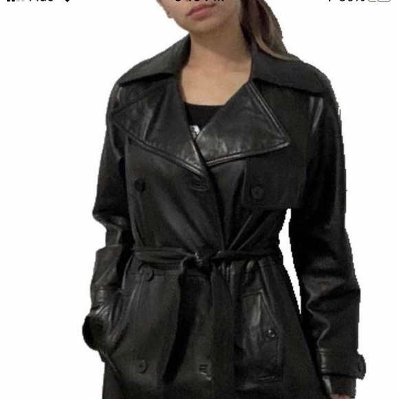 Vintage Leather Danier trench coat - Picture 2 of 4